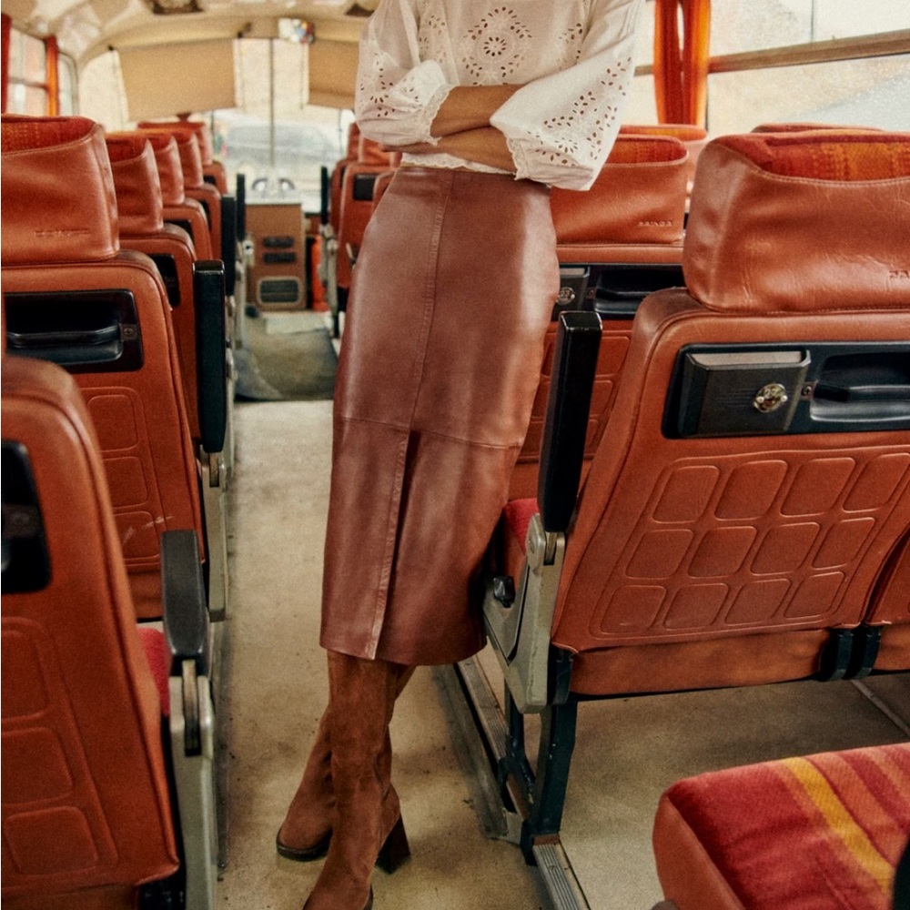 Sezane Eloane Skirt Chestnut Brown - Size 2